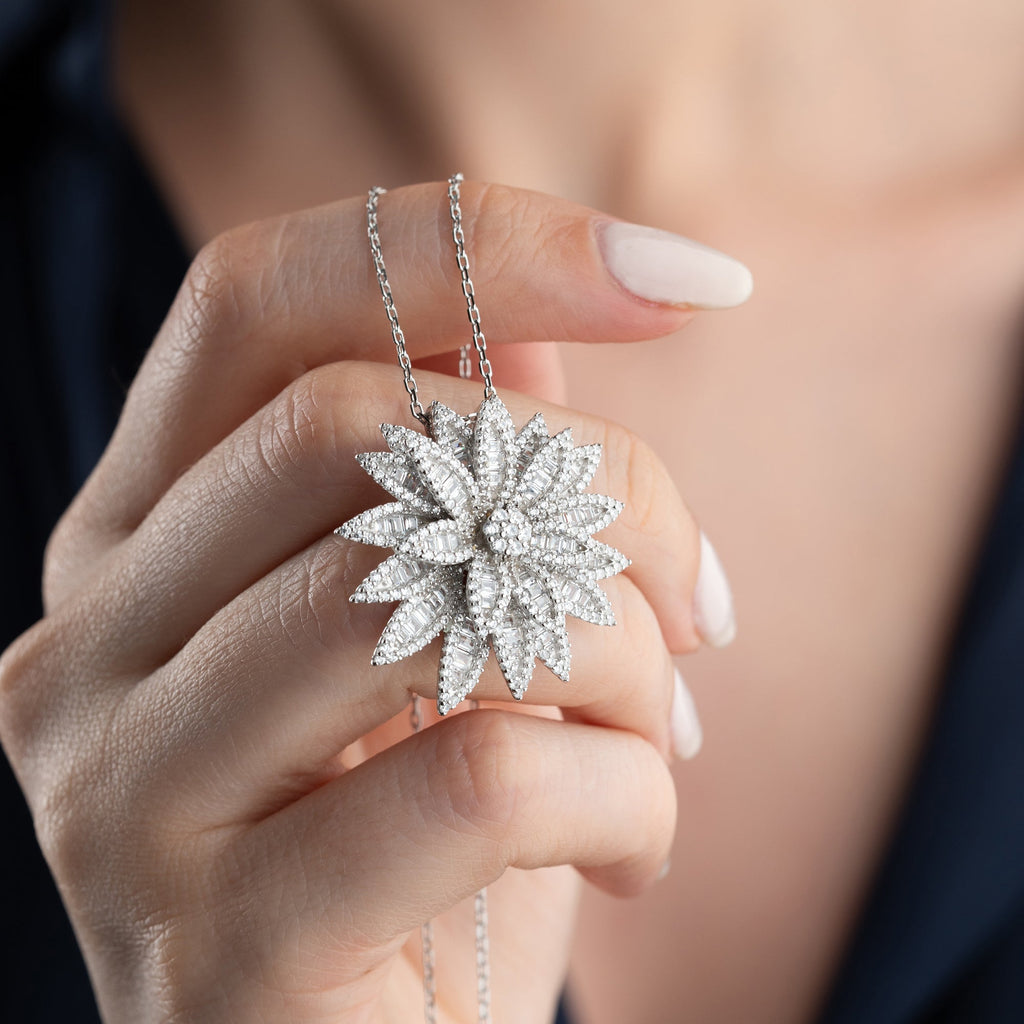 ZIRKONIA LOTUS HALSKETTE | 925 SILBER
