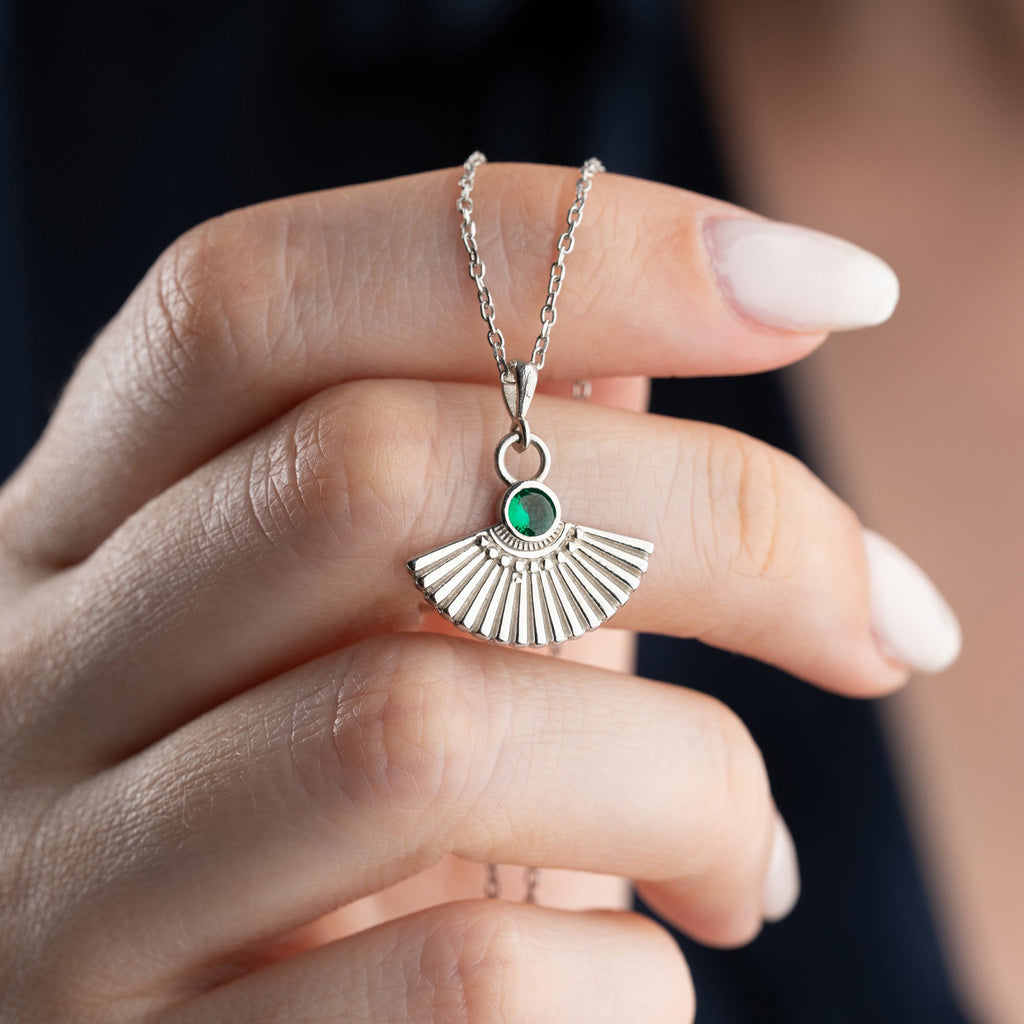 ZIRKONIA FÄCHER HALSKETTE aus 925 Silber - Eleganter Halskette - AURIME