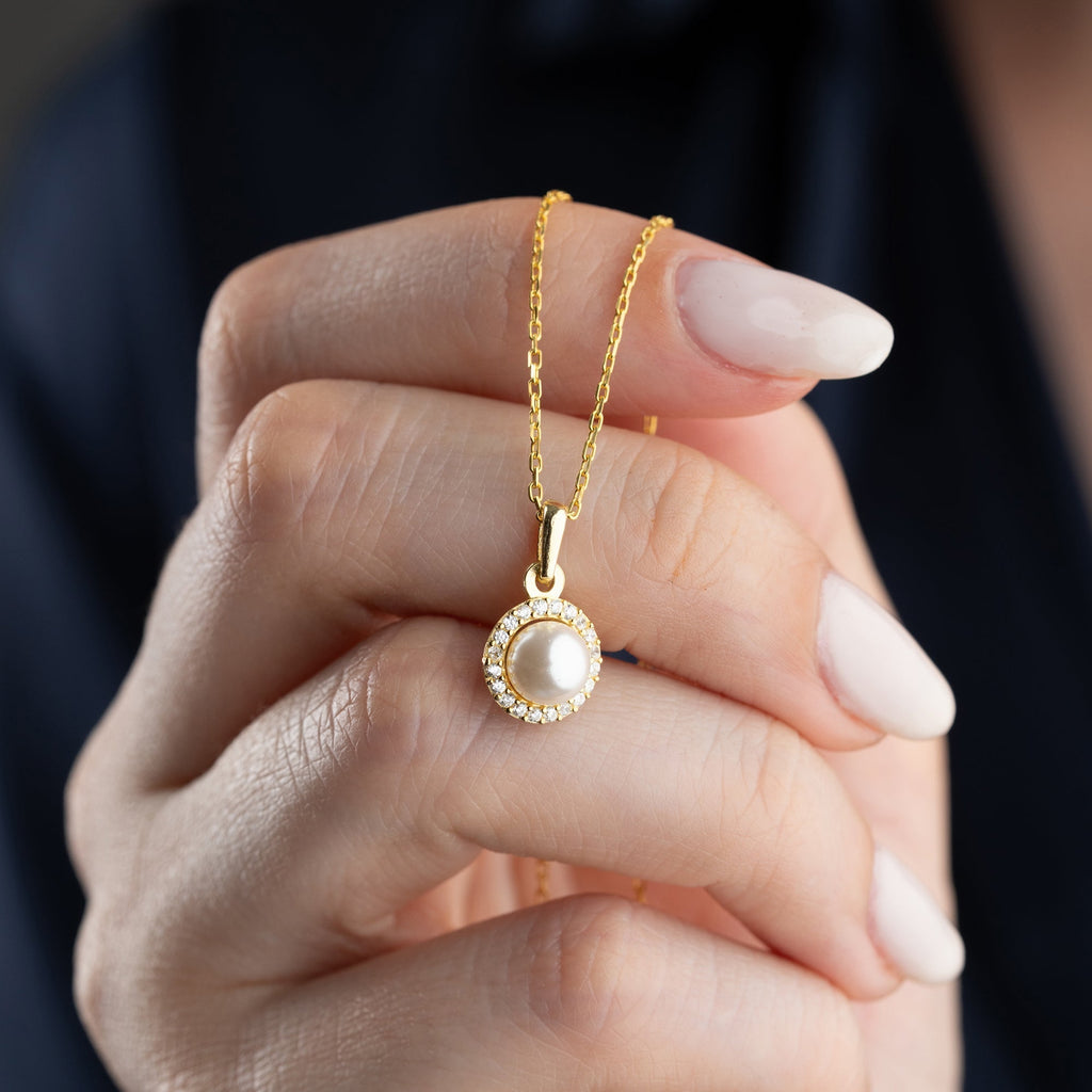 ZIRKONIA PEARL HALSKETTE | 925 SILBER