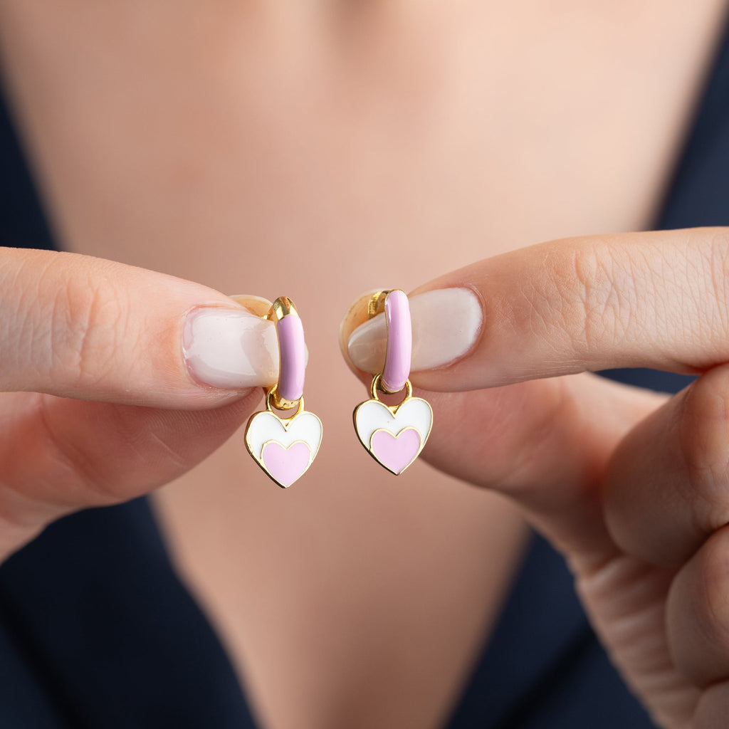 KINDER ZWEIER HERZ OHRRINGE aus 925 Silber - Eleganter Ohrringe - AURIME