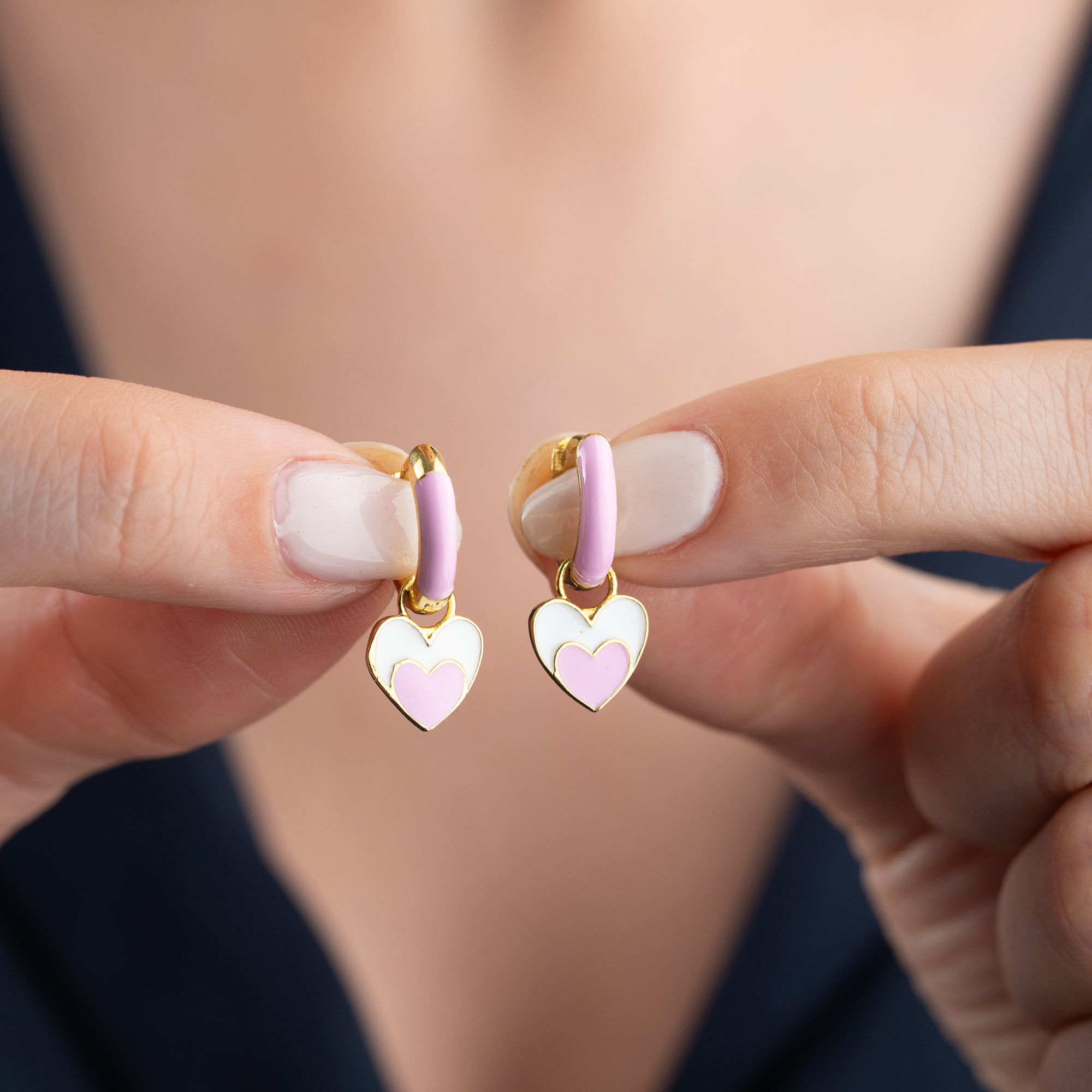 KINDER ZWEIER HERZ OHRRINGE aus 925 Silber - Eleganter Ohrringe - AURIME