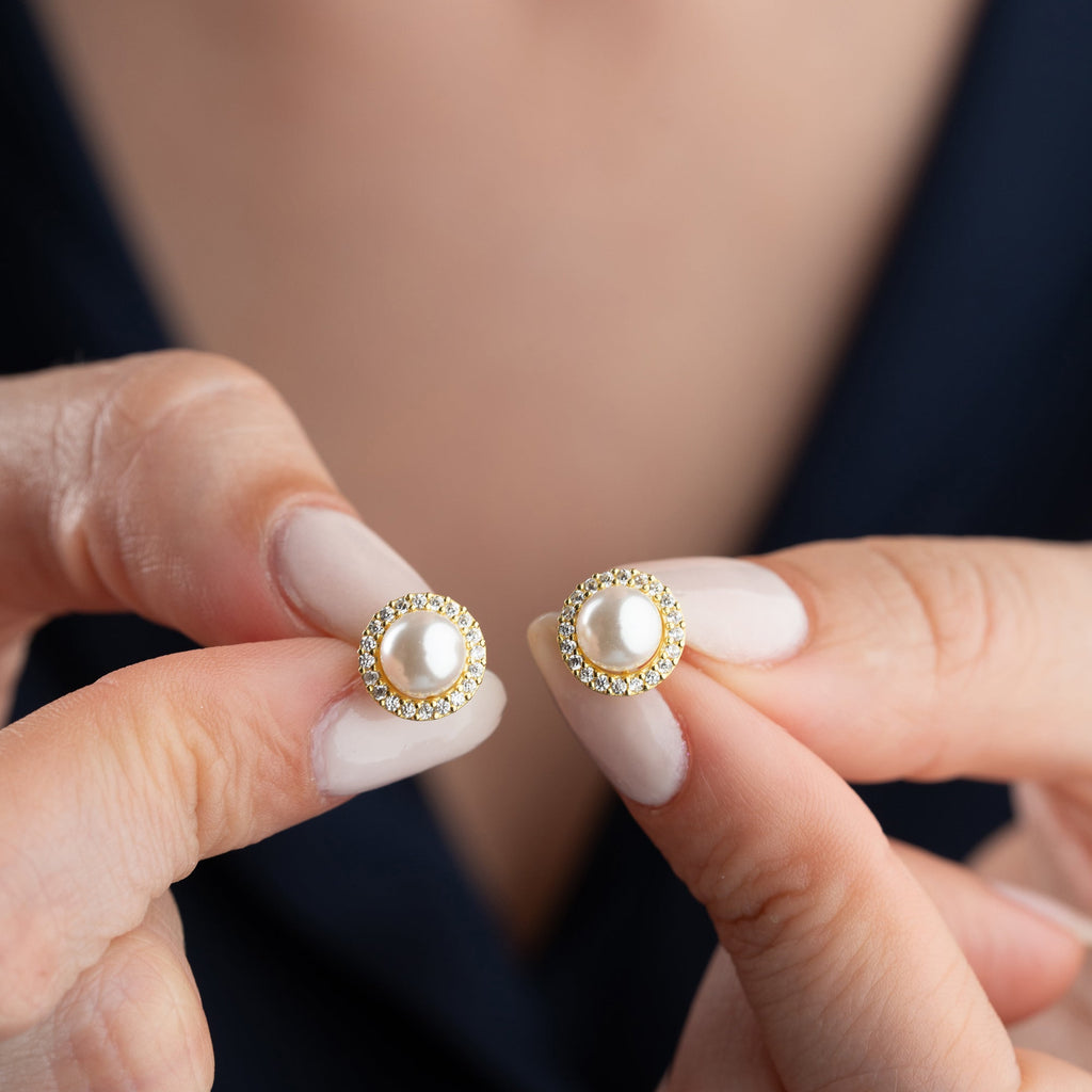 ZIRKONIA PEARL OHRRINGE | 925 SILBER