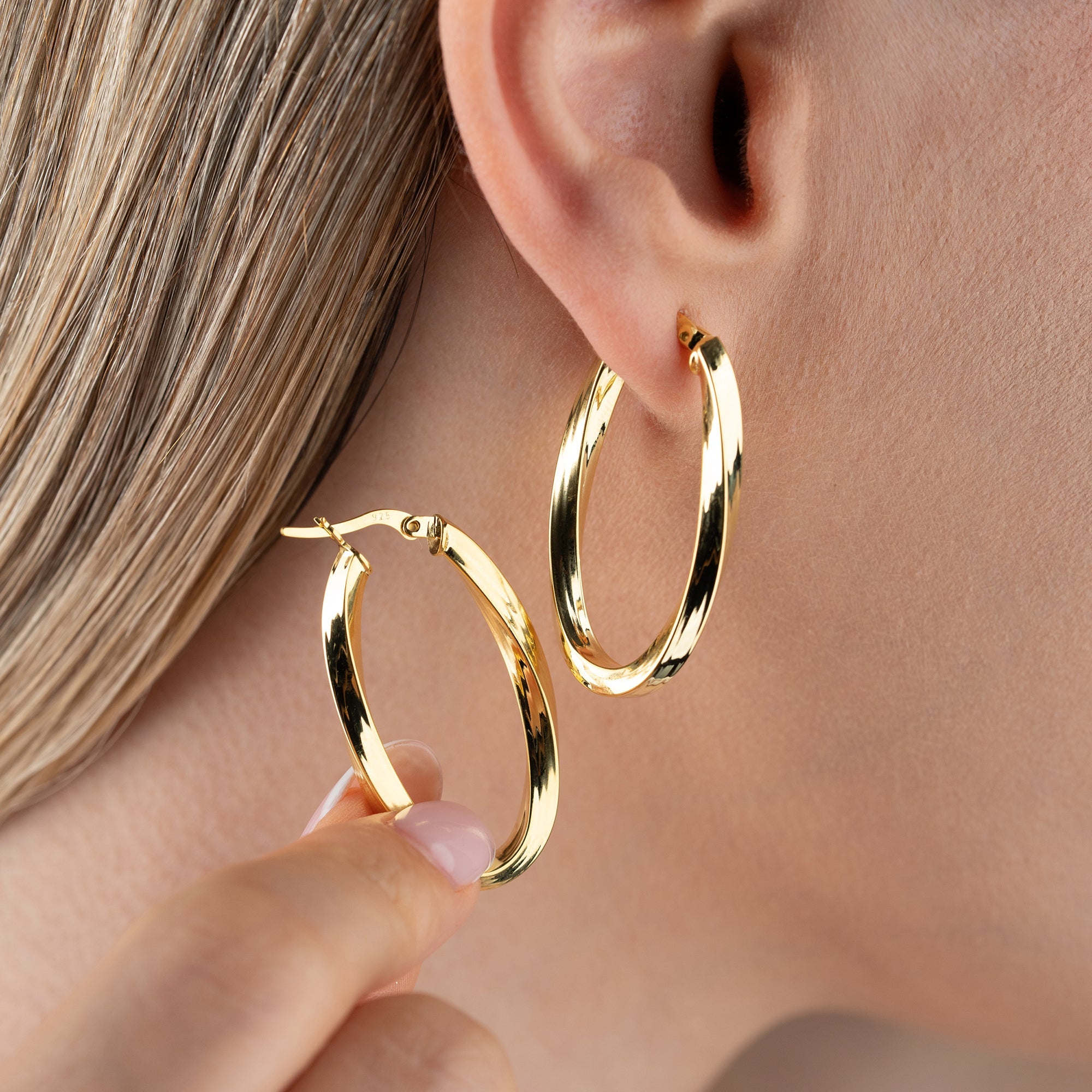 OVALE SPIRALE GOLD OHRRINGE | 925 SILBER