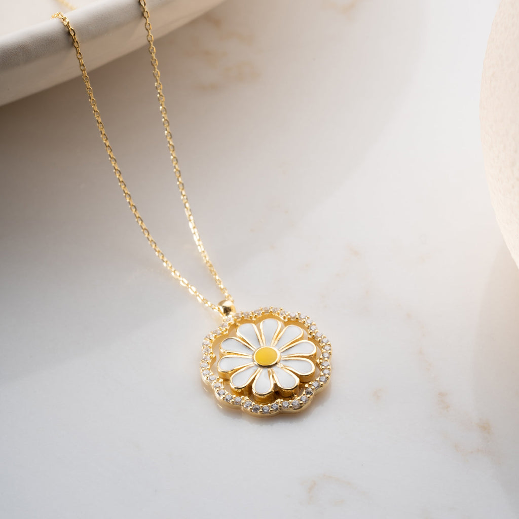 SUN FLOWER KETTE aus 925 Silber - Eleganter Halskette - AURIME