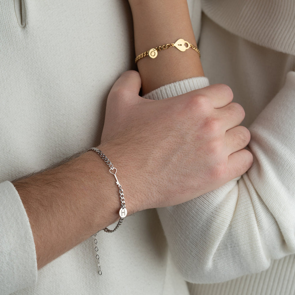 SCHLOSS BUCHSTABEN PARTNERARMBAND | 925 SILBER