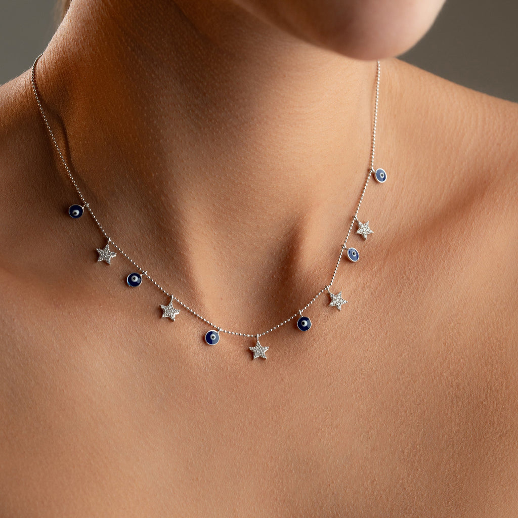STERN X NAZAR KETTE aus 925 Silber - Eleganter Halskette - AURIME