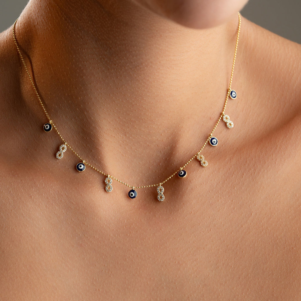 INFINITY X NAZAR KETTE aus 925 Silber - Eleganter Halskette - AURIME