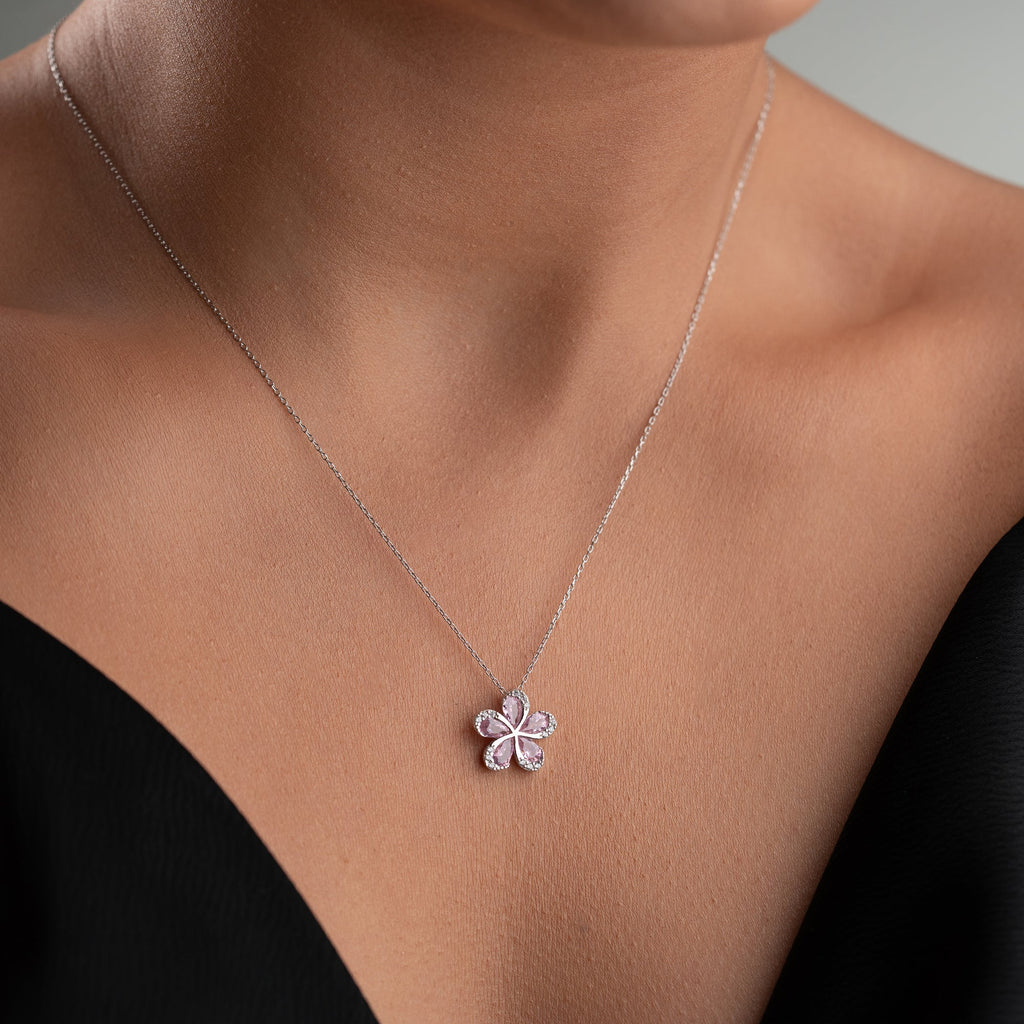 ROSA GÄNSEBLÜMCHEN HALSKETTE | 925 SILBER