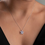 BLUME MIT LILA STEIN HALSKETTE | 925 SILBER