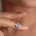 BLUME MIT LILA STEIN HALSKETTE | 925 SILBER