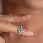 BLUME MIT LILA STEIN HALSKETTE | 925 SILBER