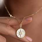 POLARSTERN-PLÄTTCHEN GOLD HALSKETTE | 925 SILBER