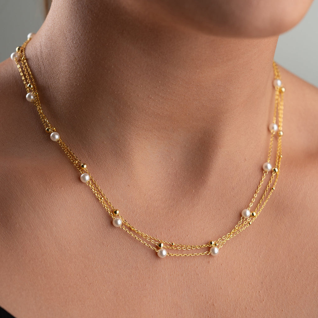 KETTE MIT PERLEN HALSKETTE | 925 SILBER