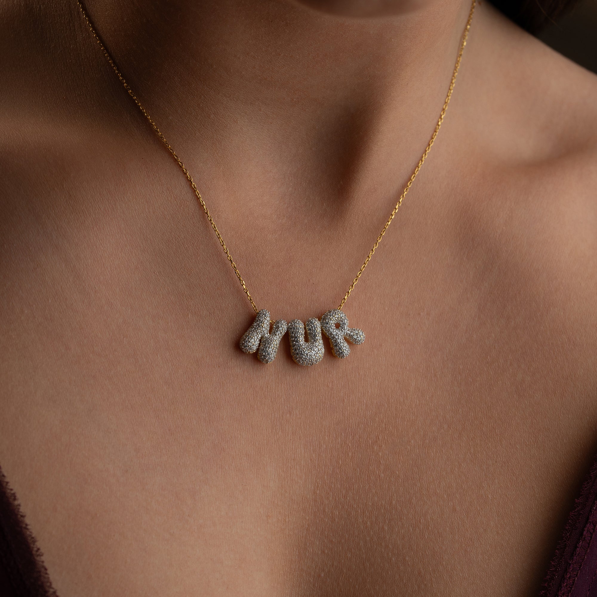 BUBBLE ZIRKONIA NAMENSKETTE | 925 SILBER
