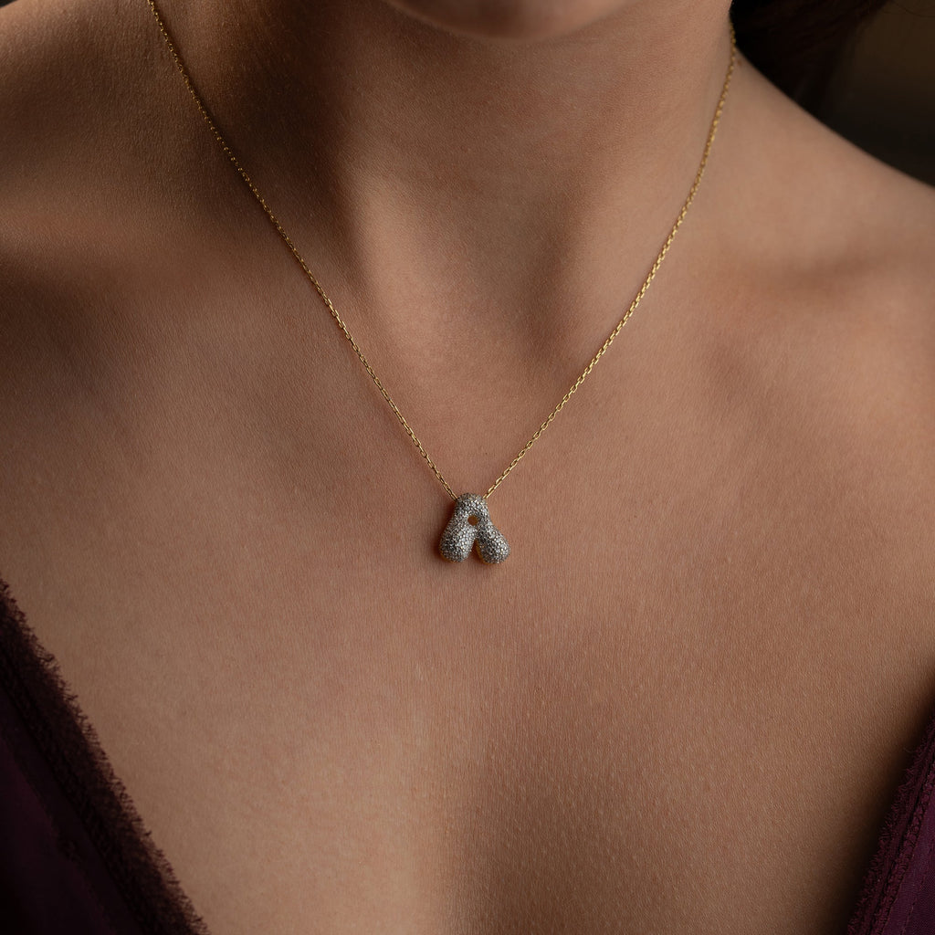 BUBBLE ZIRKONIA BUCHSTABENKETTE| 925 SILBER