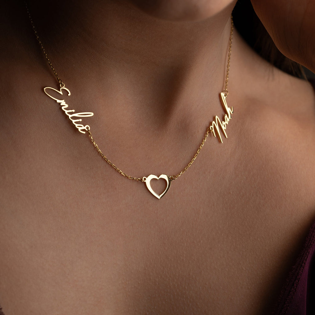 2'ER NAMENSKETTE MIT HERZ | 925 SILBER