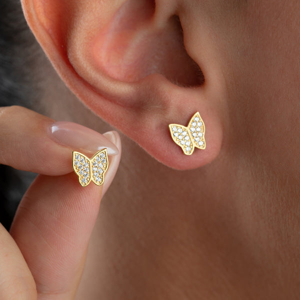 Mini Schmetterlings-Ohrringe aus 925 Silber von Aurime, detailreiche filigrane Gestaltung, elegante Schmuckstücke für Damen