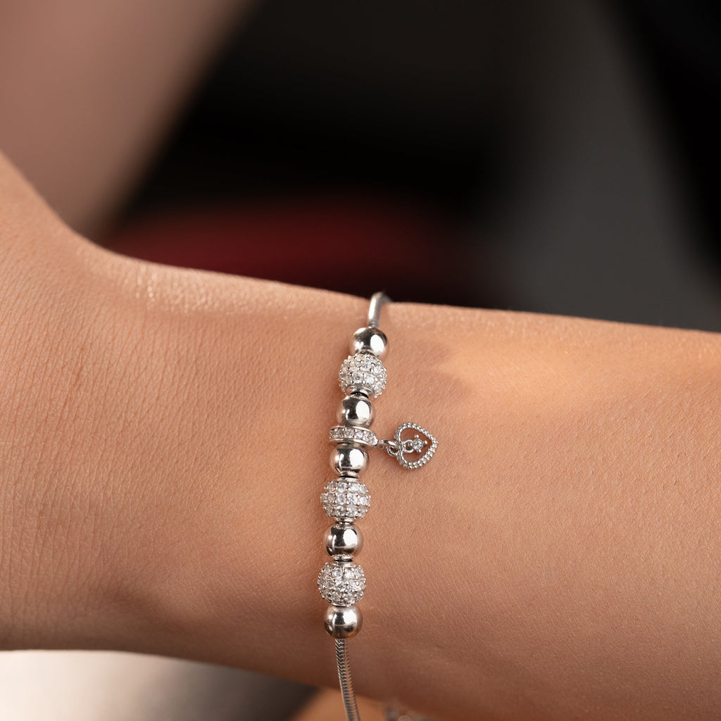 KUGEL MIT HERZ ARMKETTE | 925 SILBER