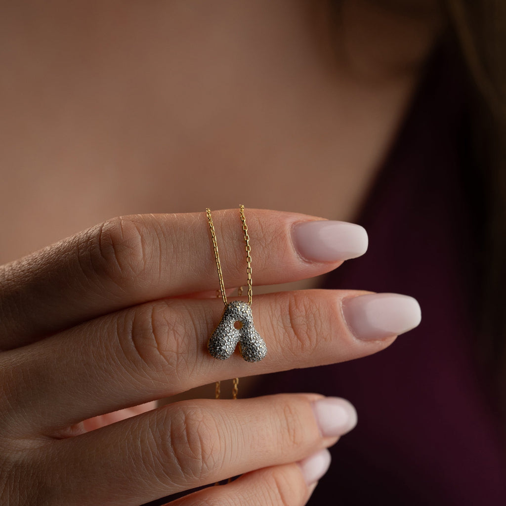 BUBBLE ZIRKONIA BUCHSTABENKETTE| 925 SILBER