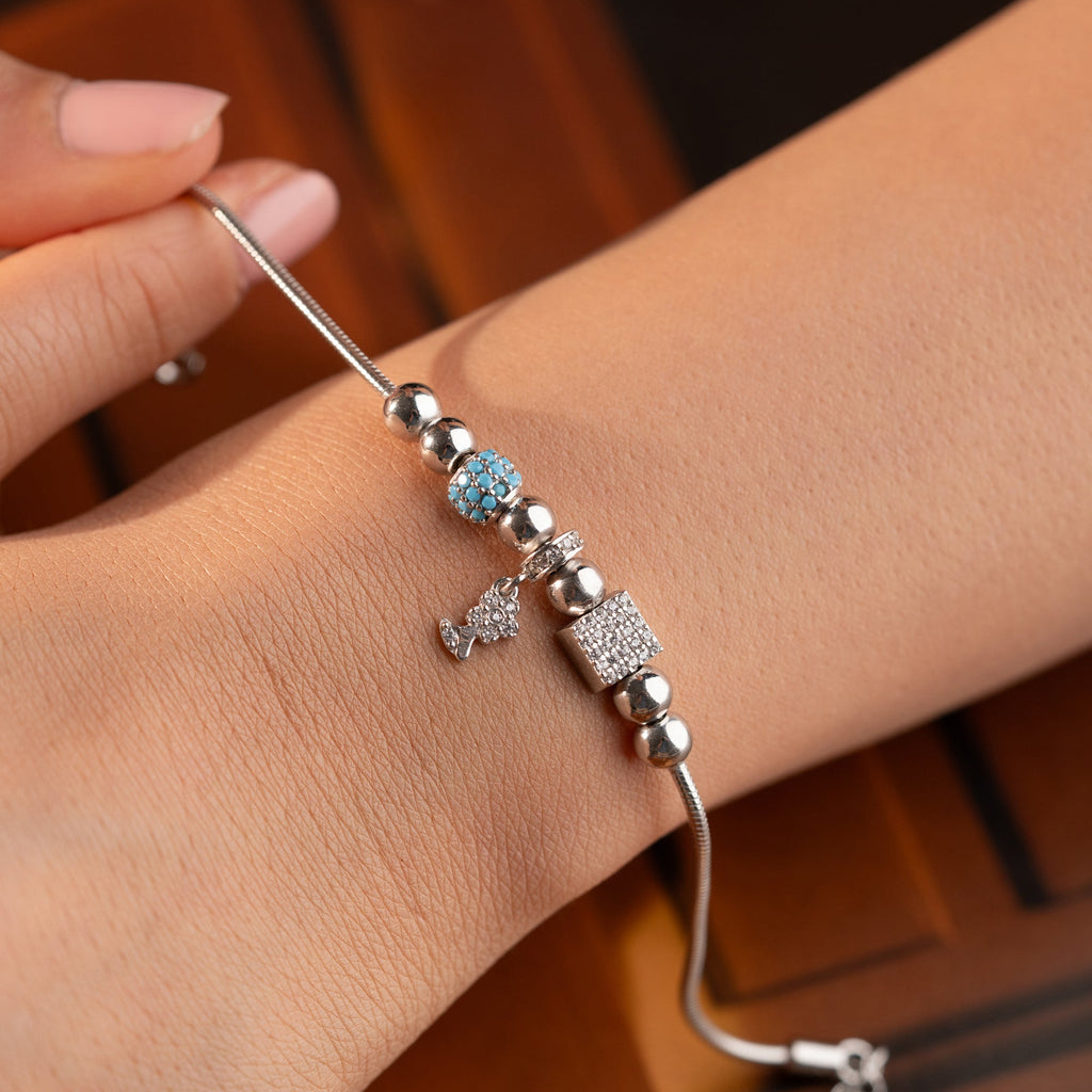 CHARM MIT STEIN ARMKETTE | 925 SILBER