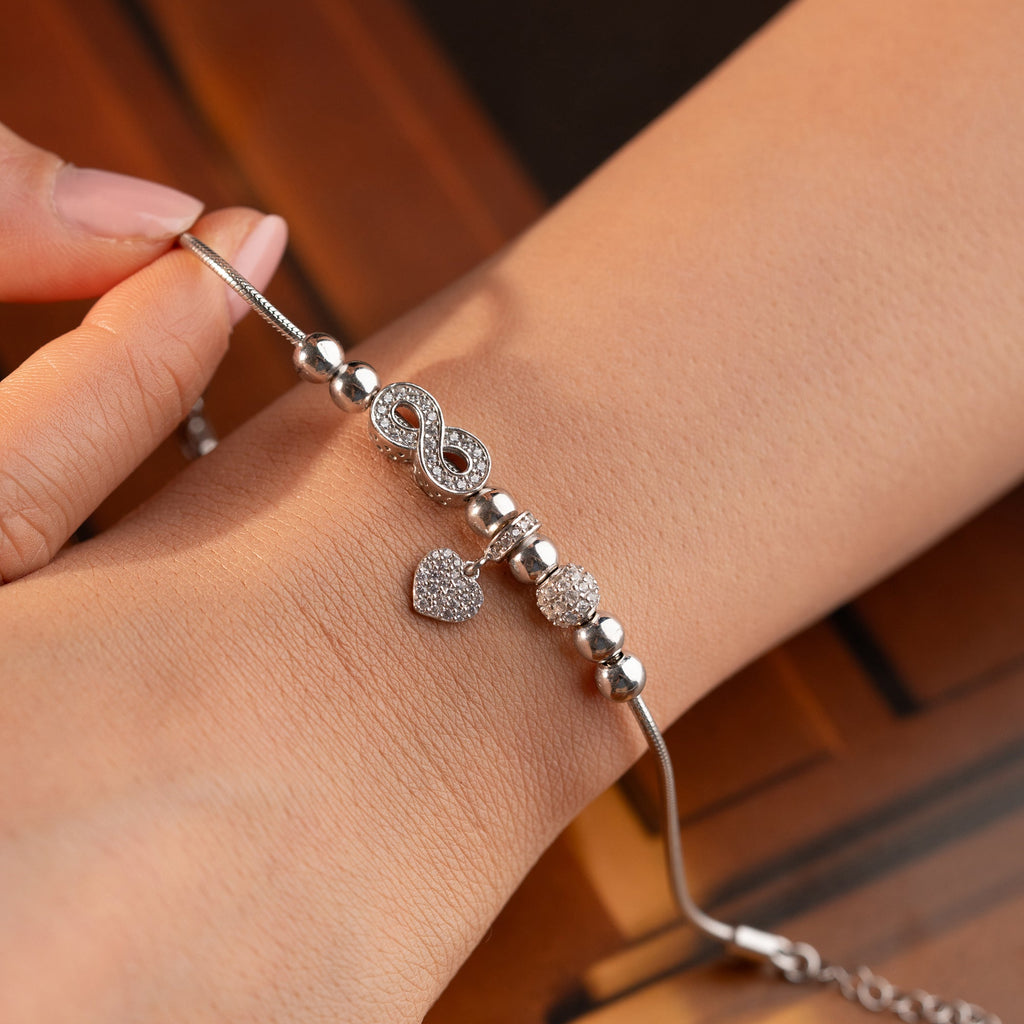 SCHARM MIT STEIN-HERZ-ANHÄNGER ARMKETTE | 925 SILBER