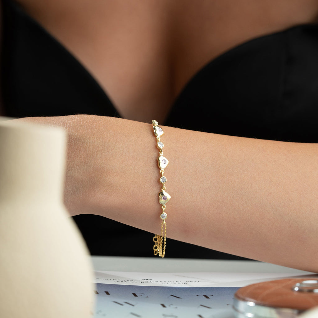 MULTI HERZ ARMBAND aus 925 Silber - Eleganter Armband - AURIME