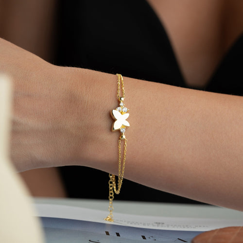Butterfly Stone Armband aus 925 Silber von Aurime, detailreiche Silberschmuck mit Schmetterlingsmuster und eleganter Optik
