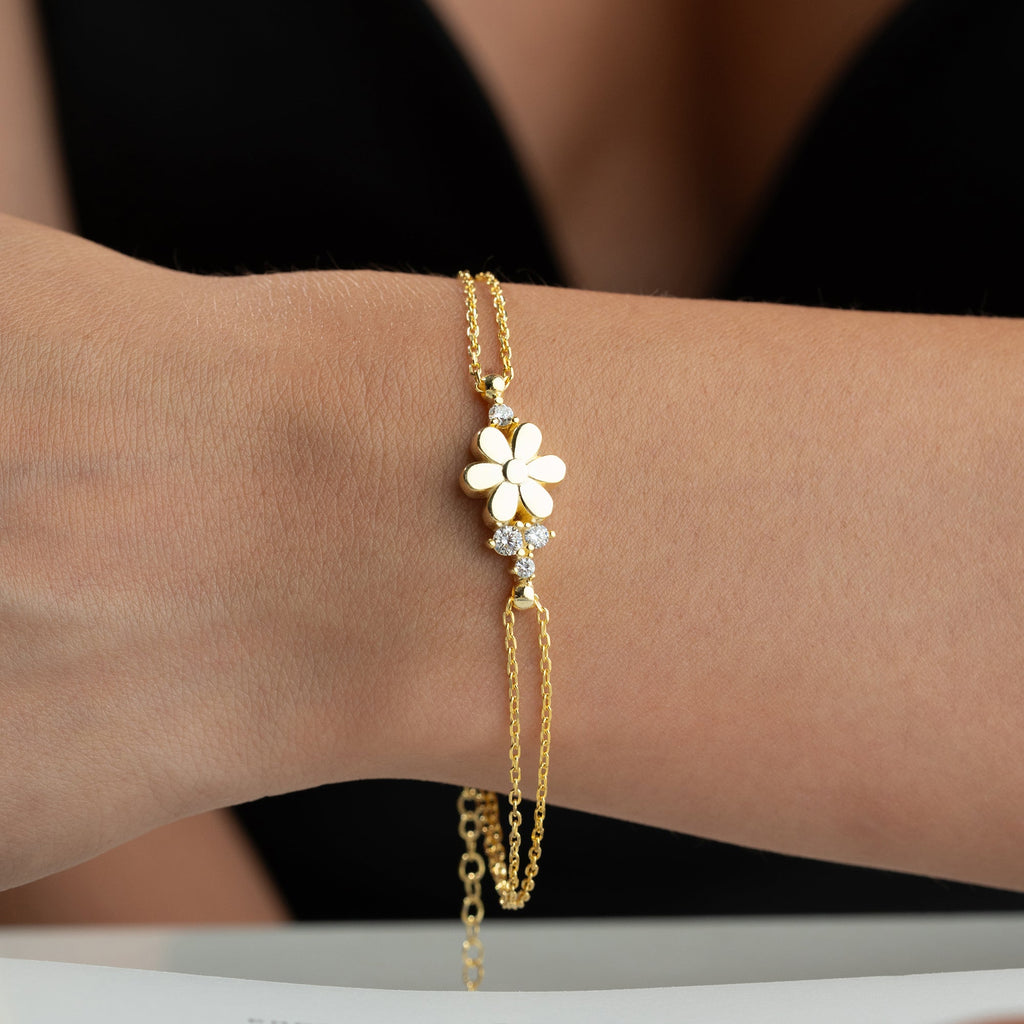 FLOWER STONE ARMBAND aus 925 Silber - Eleganter Armband - AURIME