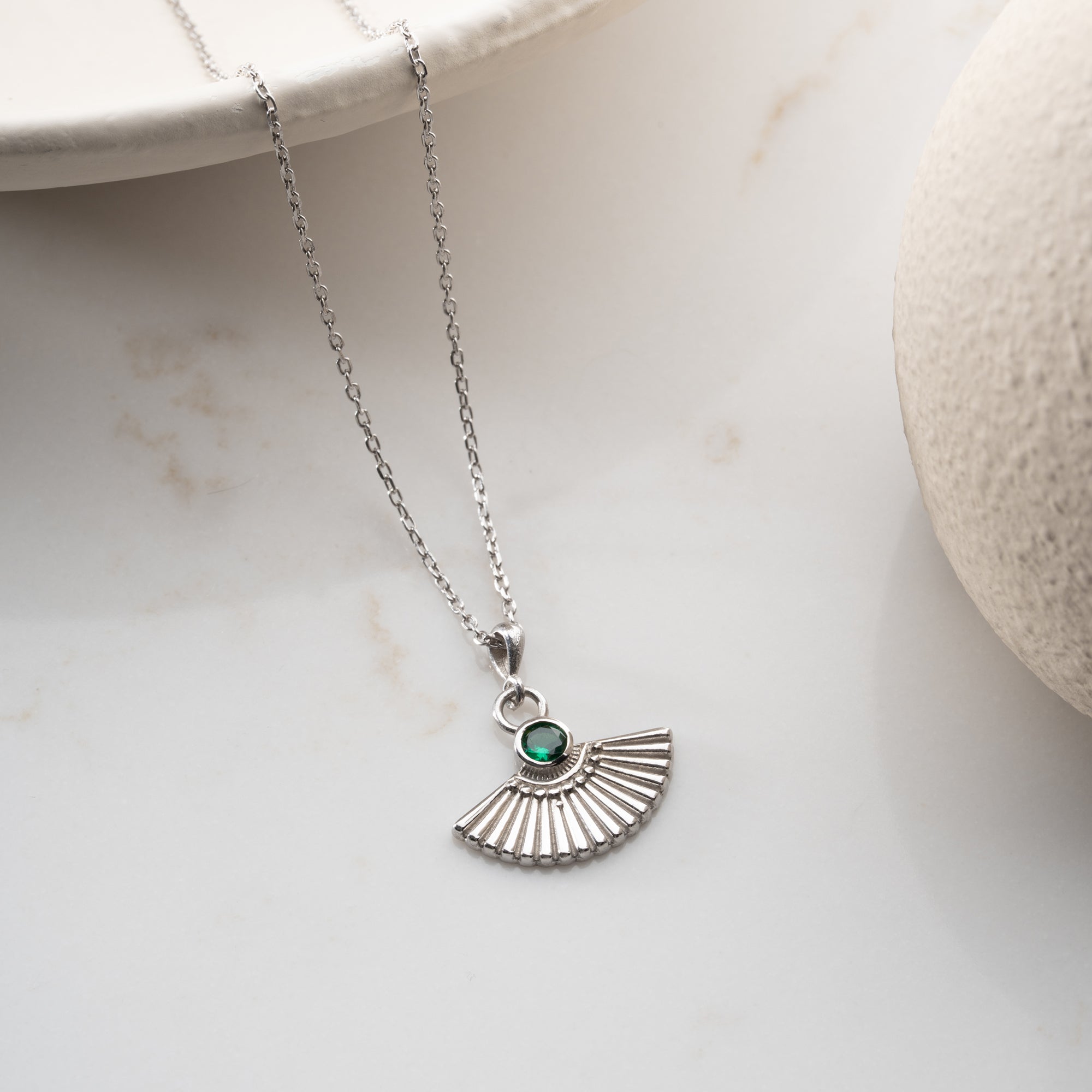 ZIRKONIA FÄCHER HALSKETTE aus 925 Silber - Eleganter Halskette - AURIME