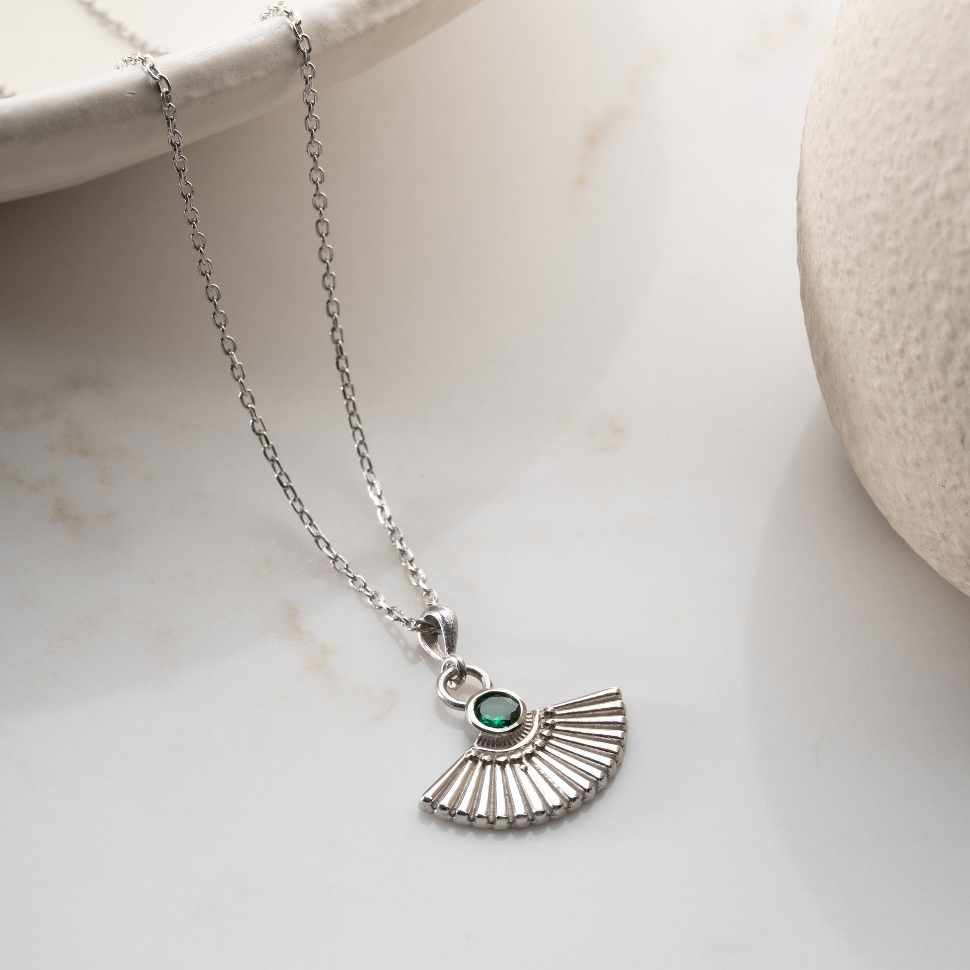 ZIRKONIA FÄCHER HALSKETTE aus 925 Silber - Eleganter Halskette - AURIME