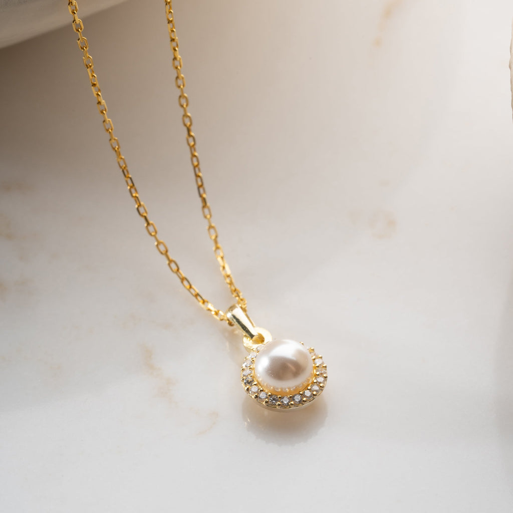 ZIRKONIA PEARL HALSKETTE | 925 SILBER