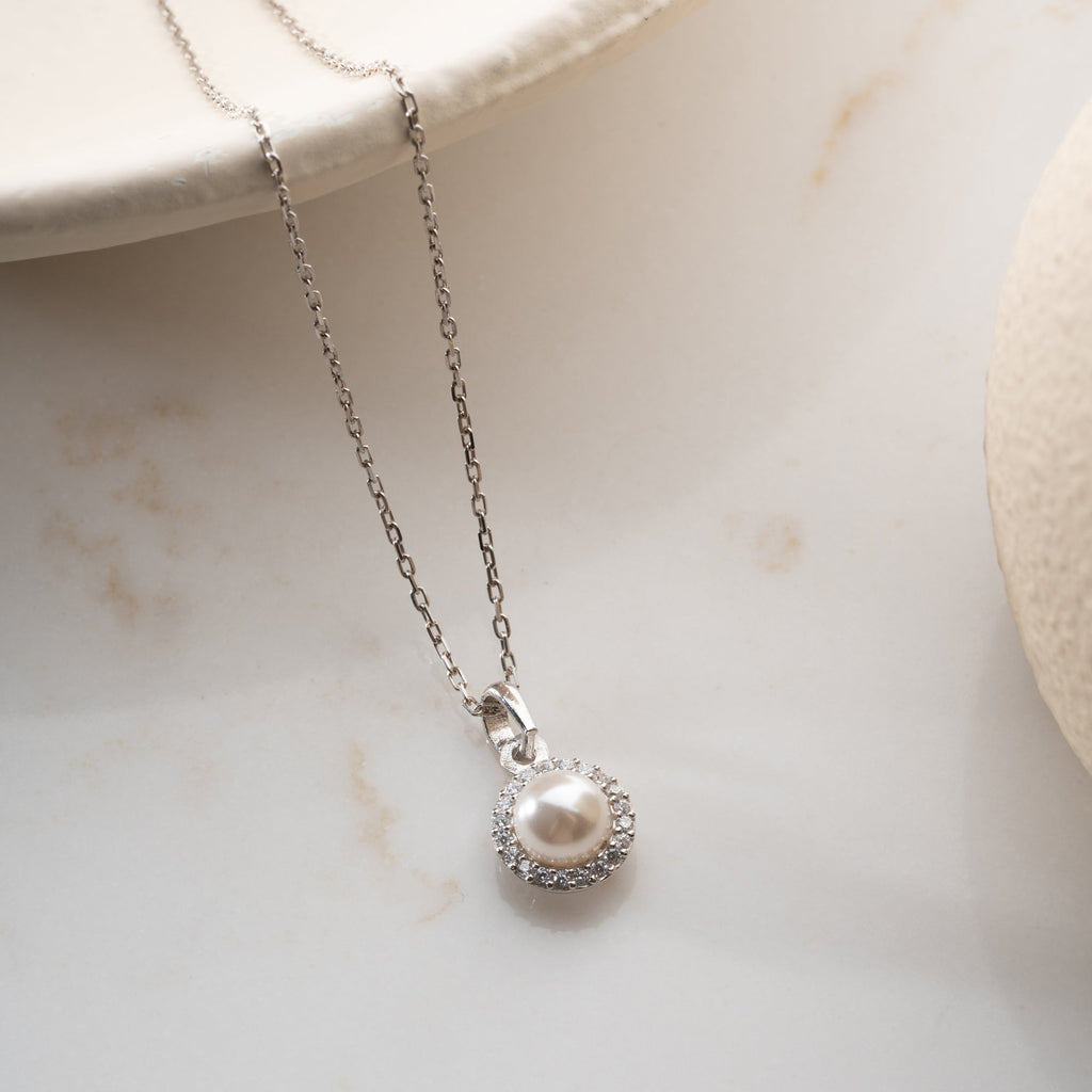 ZIRKONIA PEARL HALSKETTE | 925 SILBER