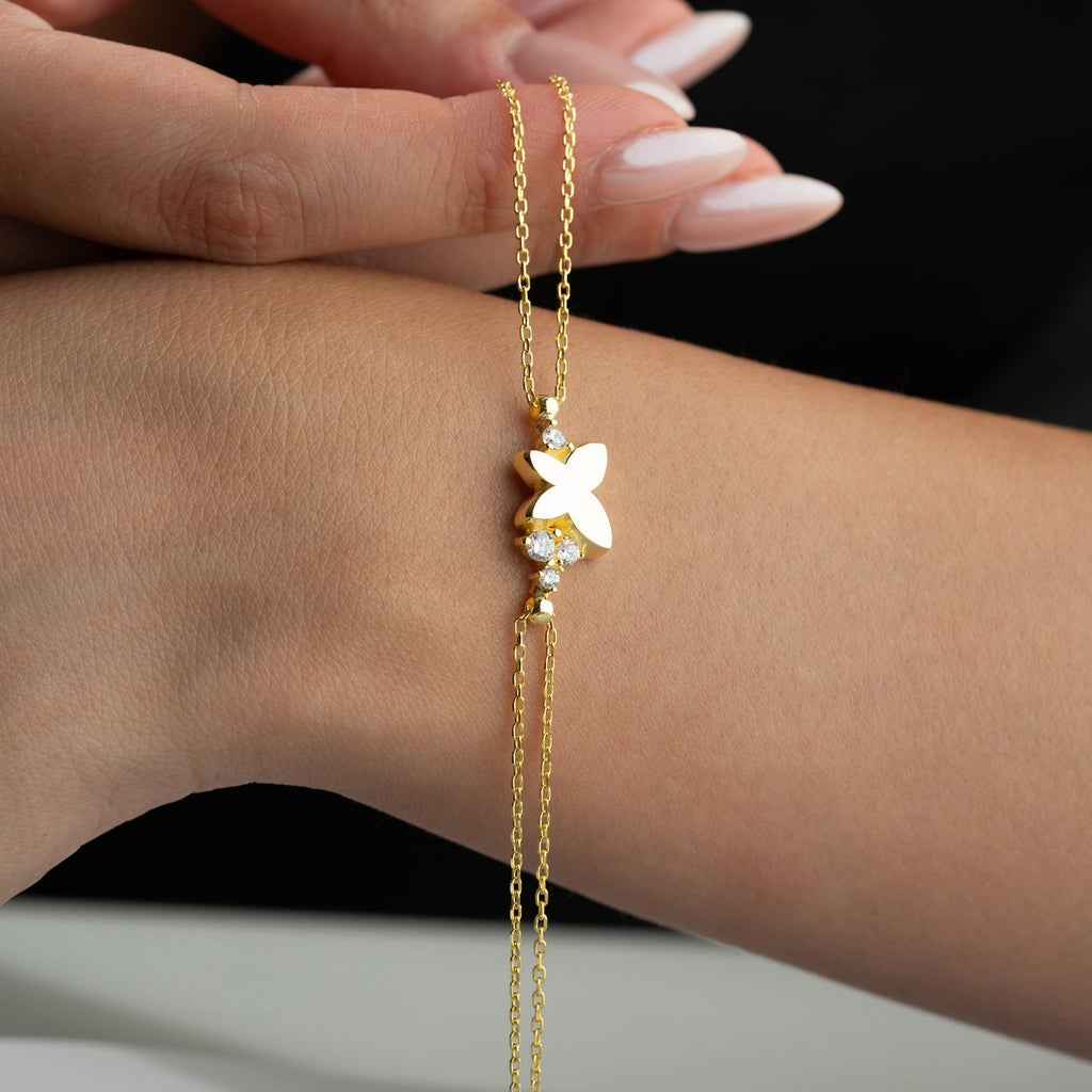 BUTTERFLY STONE ARMBAND aus 925 Silber - Eleganter Armband - AURIME