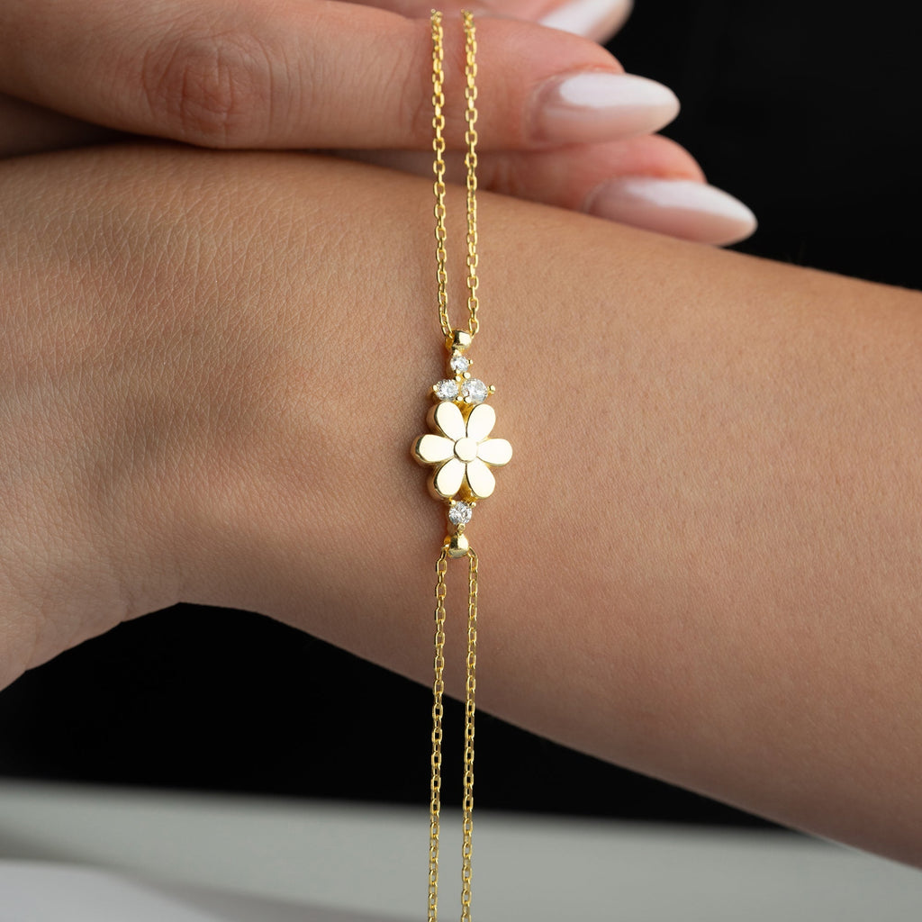 FLOWER STONE ARMBAND aus 925 Silber - Eleganter Armband - AURIME