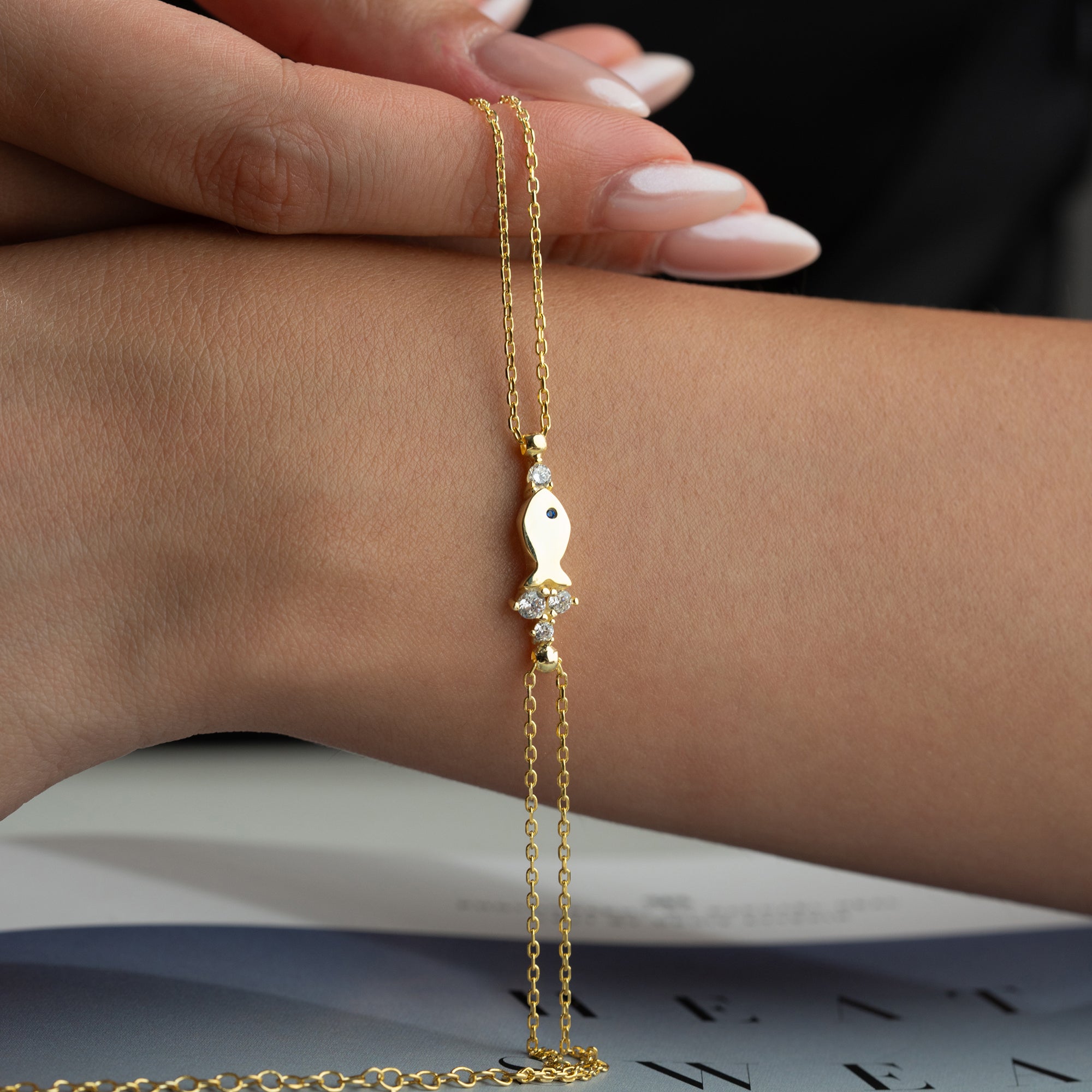 FISH STONE ARMBAND aus 925 Silber - Eleganter Armband - AURIME