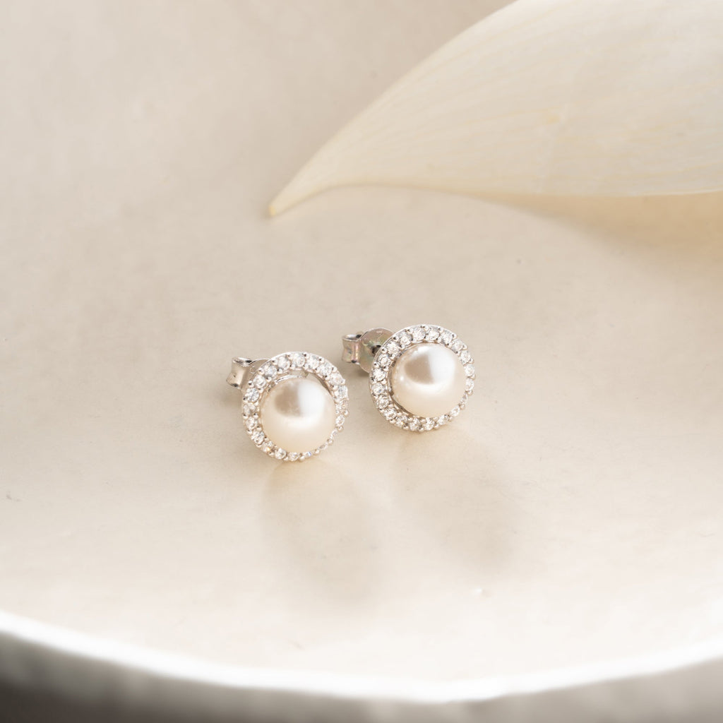 ZIRKONIA PEARL OHRRINGE | 925 SILBER