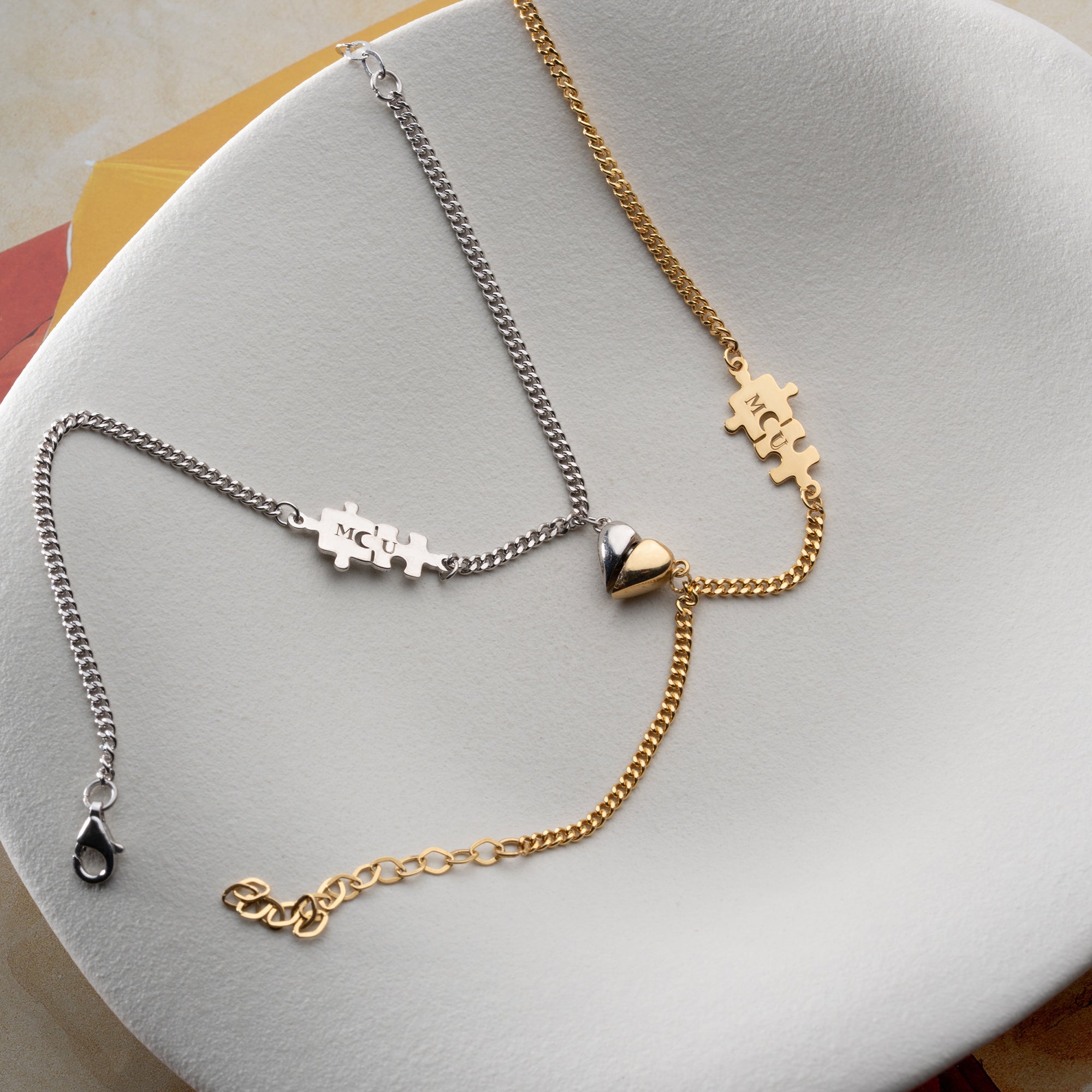 PUZZLE HERZ PARTNERARMBAND | 925 SILBER