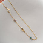 DUO LETTER & STEIN HALSKETTE | 925 SILBER
