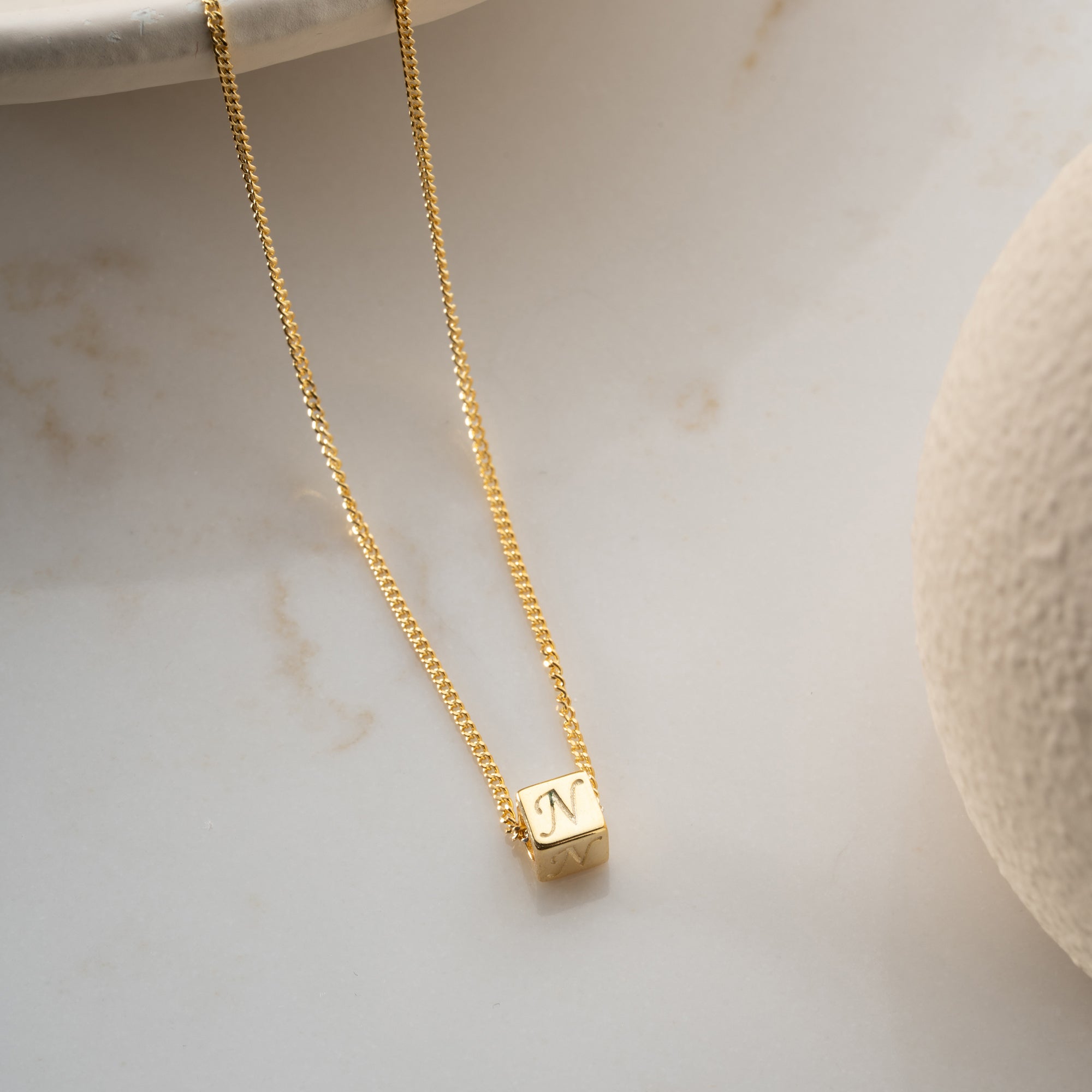 WÜRFEL BUCHSTABEN HALSKETTE | 925 SILBER