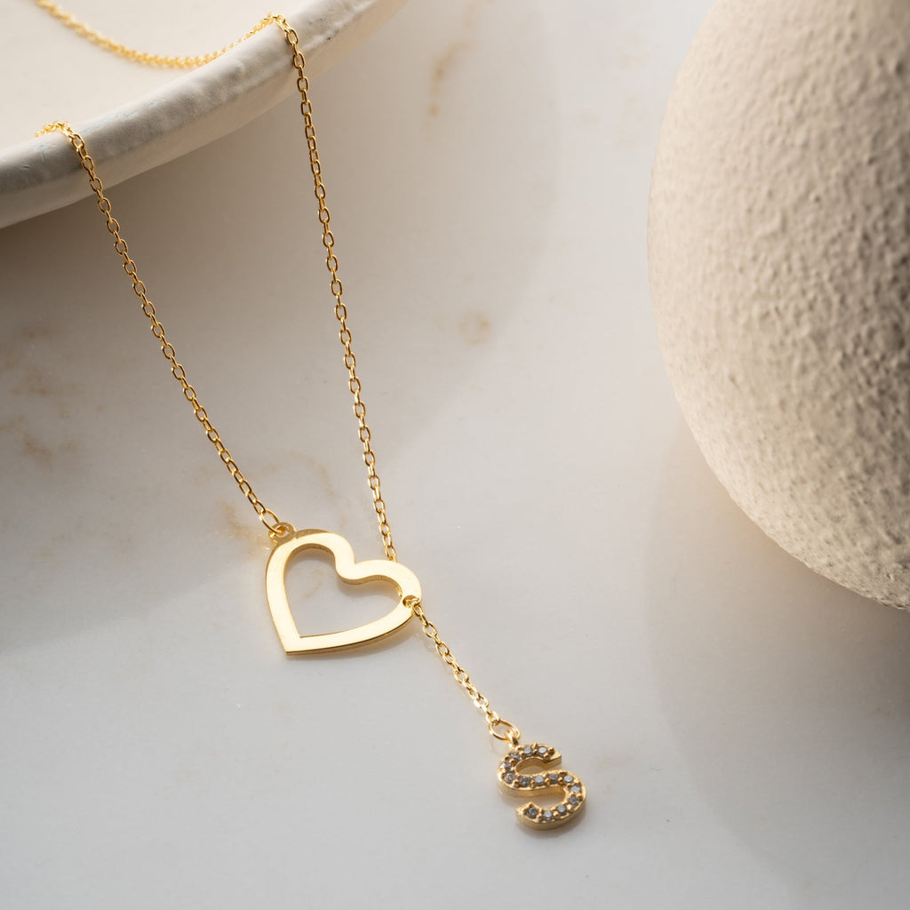 HERZ MIT INITALEN HALSKETTE | 925 SILBER