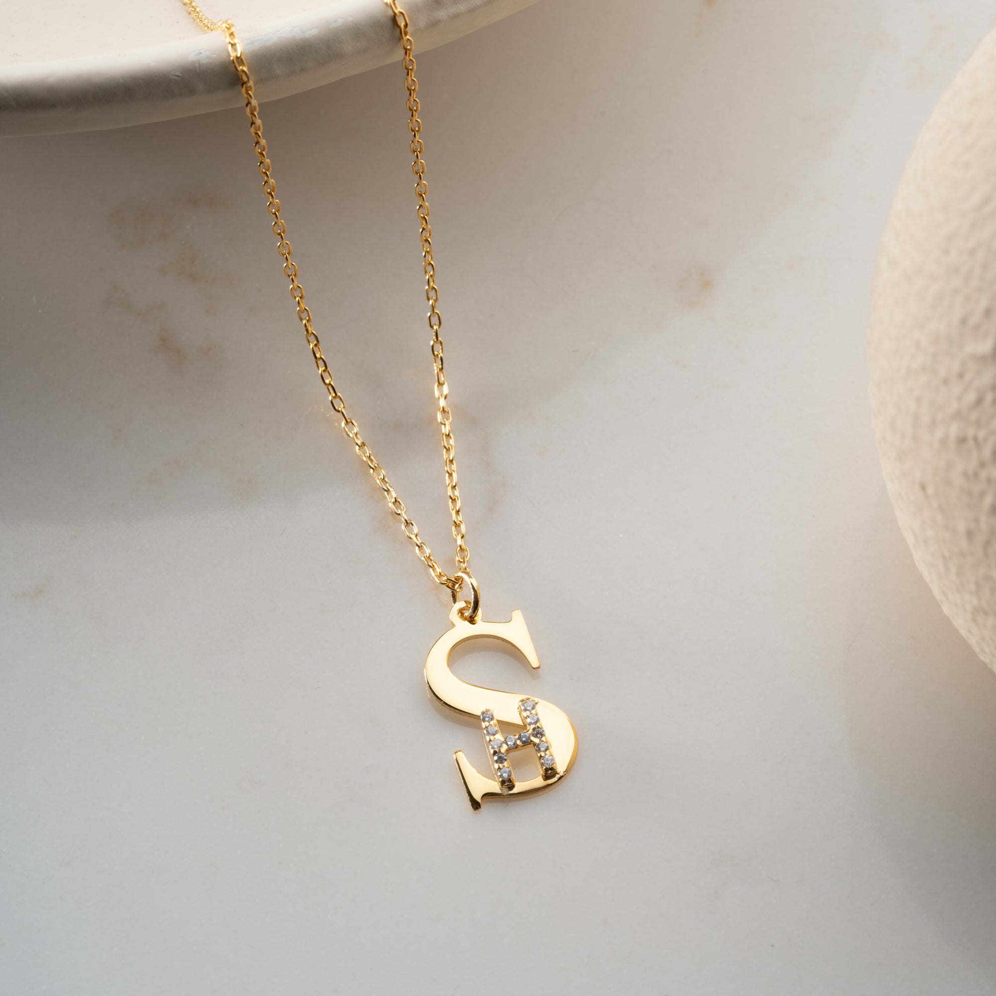 INITIALEN COMBO HALSKETTE aus 925 Silber - Eleganter Halskette - AURIME