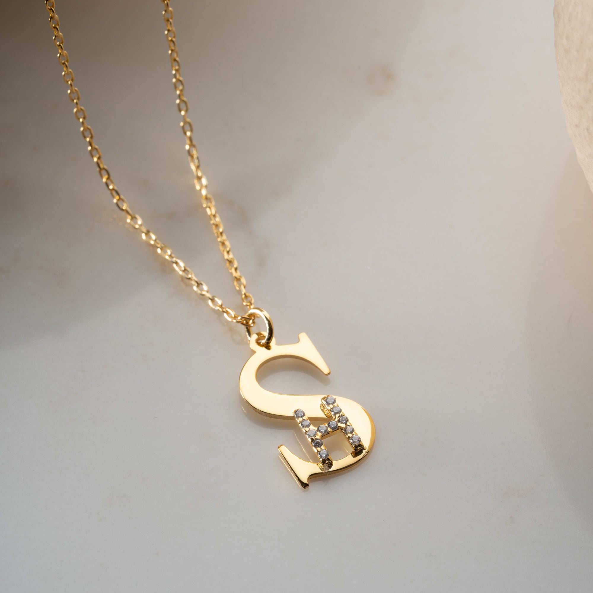 INITIALEN COMBO HALSKETTE aus 925 Silber - Eleganter Halskette - AURIME