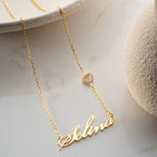 NAMENSKETTE MIT ZIRKONIA HERZ aus 925 Silber - Eleganter Halskette - AURIME