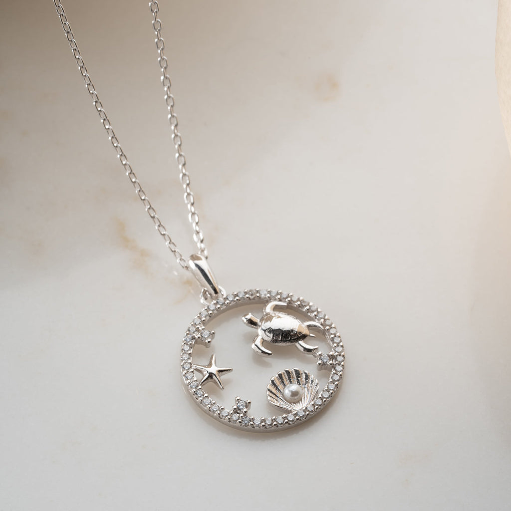 PEARL STRASS HALSKETTE aus 925 Silber - Eleganter Halskette - AURIME