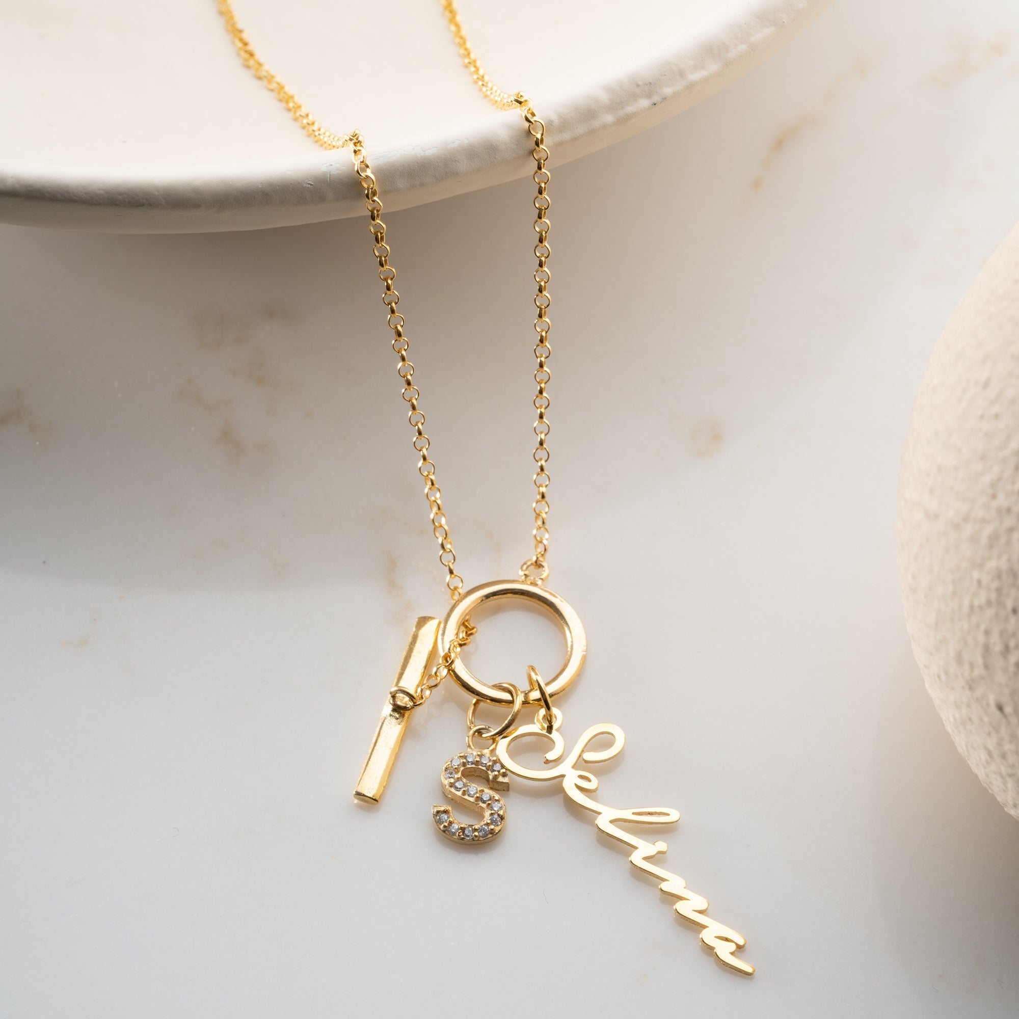 RUNDE CHAIN NAMENSKETTE aus 925 Silber - Eleganter Halskette - AURIME