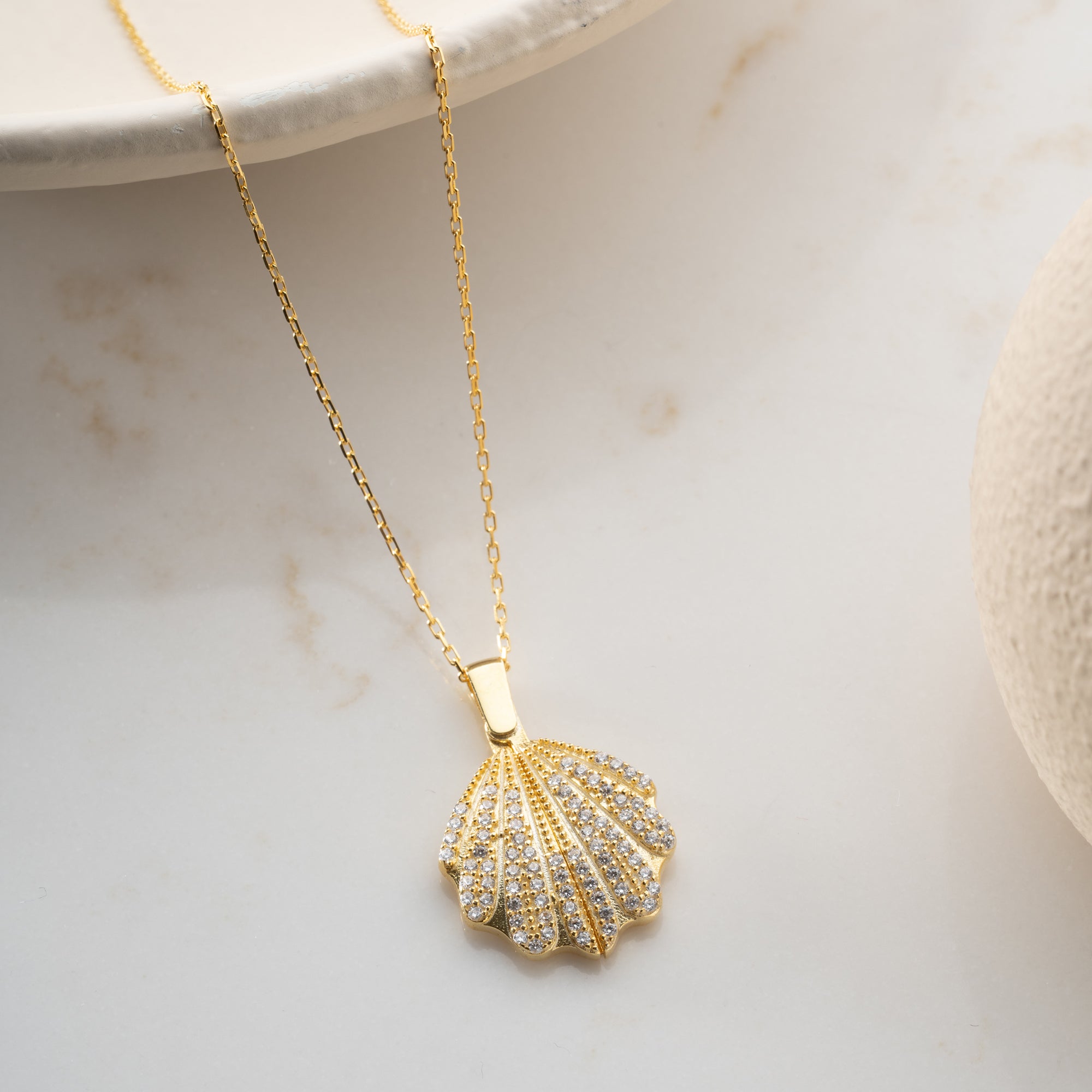 MUSCHEL-HALSKETTE MIT GRAVUR aus 925 Silber - Eleganter Halskette - AURIME