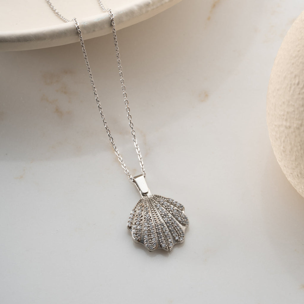 MUSCHEL-HALSKETTE MIT GRAVUR aus 925 Silber - Eleganter Halskette - AURIME