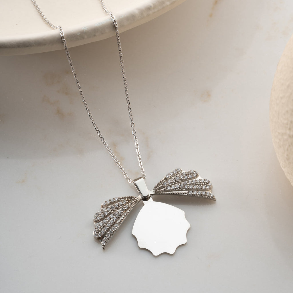 MUSCHEL-HALSKETTE MIT GRAVUR aus 925 Silber - Eleganter Halskette - AURIME