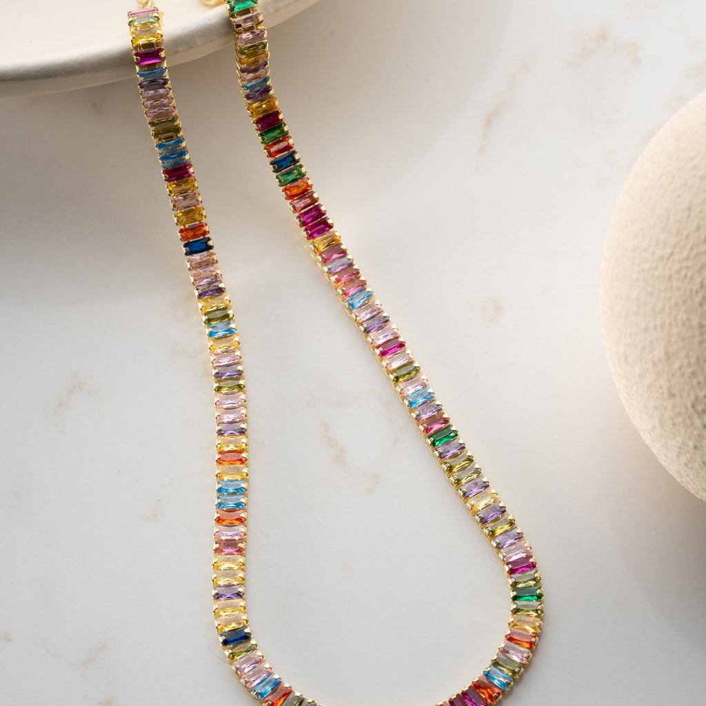 COLORFULL BAGEUTTE HALSKETTE aus 925 Silber - Eleganter Halskette - AURIME