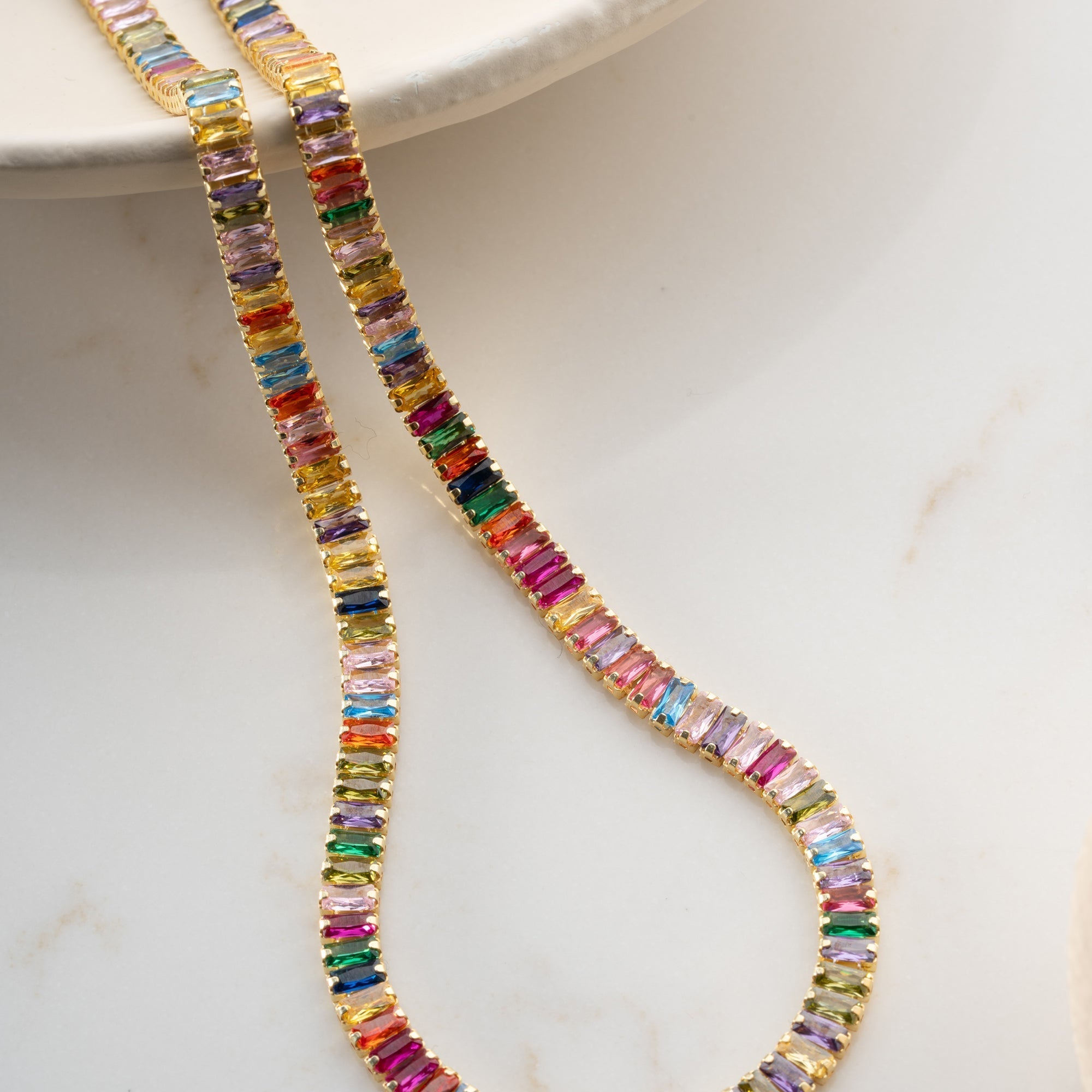 COLORFULL BAGEUTTE HALSKETTE aus 925 Silber - Eleganter Halskette - AURIME